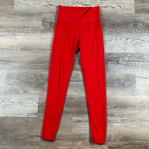 Wolven Pants - Wolven Red High Rise Pocket Leggings Eco Recycled Yoga Pants M